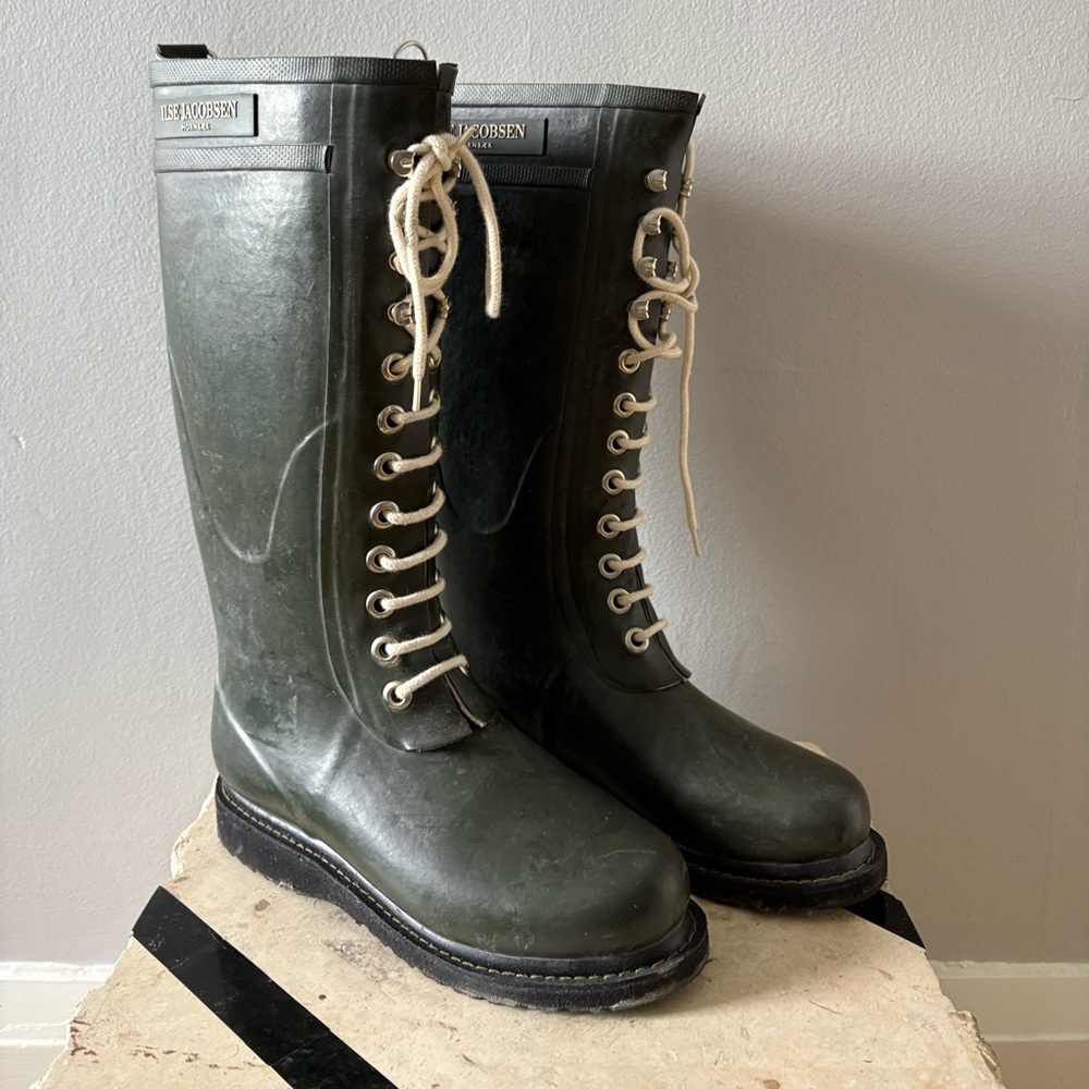 Ilse Jacobsen Dark Green Lace-Up Boots